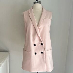 Banana Republic Double-Breasted Long Vest Blazer in Pale Pink, Size 6